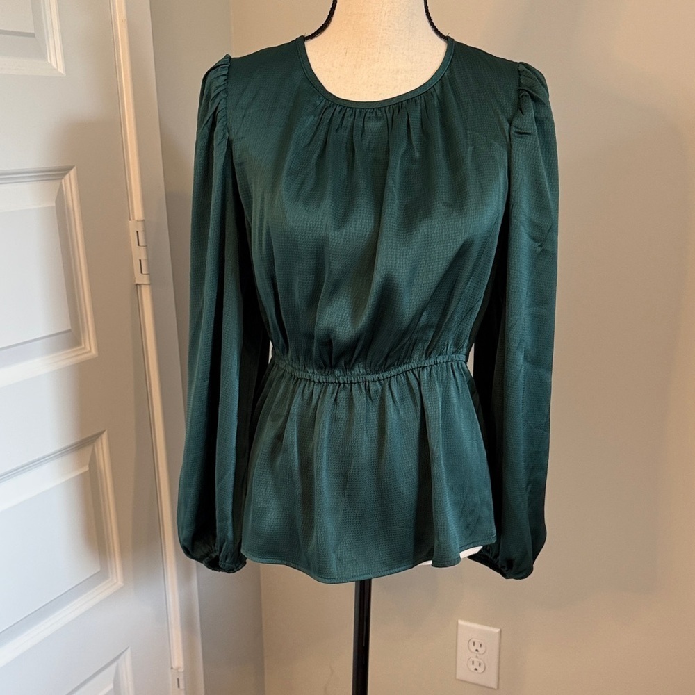 She + Sky Teal Long Sleeve Blouse